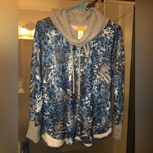 Ruby Rd Petite medium blue gray long sleeve top